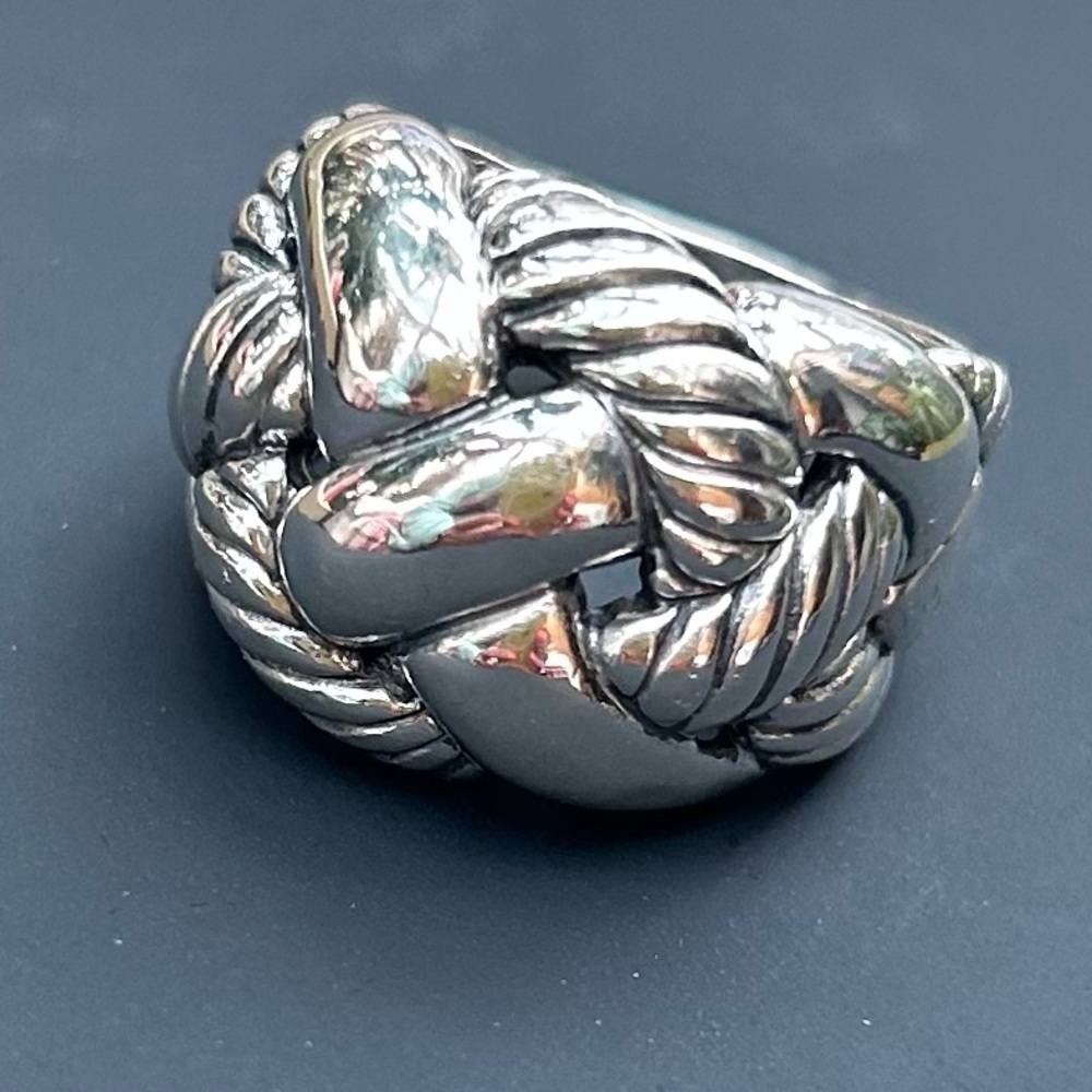David Yurman Sterling Silver Woven Cable Dome Ring 56 7.5 Pristine Condition - Picture 4 of 5